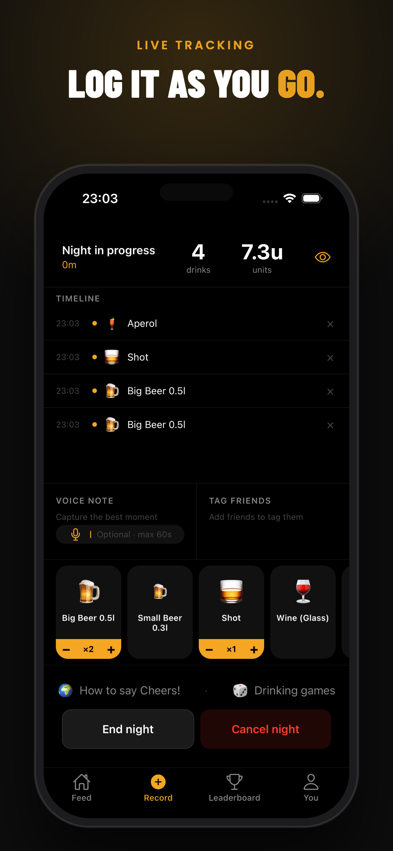 Live night tracking